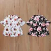 Floral Girl Clothes Rose Imprimé Bébés Filles Robes Flare Sleeve Toddler Princess Dress Boutique Infant Clothing Blanc Noir DW4602