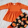 キッズデザイナーの服の女の子ハロウィーン衣装ミルクシルクコットン長袖パンツ幼児の女の子服パンプキンプリントブティックset7579099