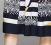 Klasyczny nadruk letnia sukienka koszulka Kobiety pas startowy elegancki damski biuro guziki guziki z krótkim rękawem
