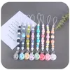 New 2020 8 Silicone Bead Pacifier Holders Newborn Pacifier Chains Pacifier wooden Clips Baby Teething Nipple Holder Kids Chew Toys M2328