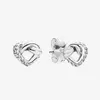 Women's Knotted Heart Little Stud Earrings Sparkling summer Jewelry for Pandora 925 Sterling Silver Love hearts Earring with Original box