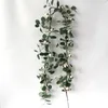 Cápsula do algodão natural com Eucalyptus Guirlandas Artificial Vines dólares de prata verde eucalipto plantas Wedding Party Home Decor