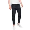 Men's Jeans 3 Colors Mens Fashion Elastic Waist Tight Denim Pants Ripped Distressed Slim Pencil