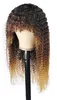 Ishow 1b 4 27 Ombre Couleur Kinky Curly Perruques de Cheveux Humains avec Bangs Péruvien Curly Aucun Dentelle Perruques Indien Malaisien pour Black Women223P