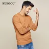 KUEGOU 2019 Autumn Branco Preto Khaki Sweater Homens Pullover Casual Jumper Masculino Marca malha coreano roupas Plus Size 8922 CX200803