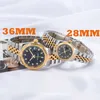 Mens Automatic Gold Watch Kvinnor Klänning Full Rostfritt Stål Sapphire Vattentät Lysande Par Stil Klassisk Armbandsur U1 Orogio