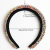 Rainbow Rhinestone Padded Headbands For Women Girls Luxury Thick Full Diamond Sponge Hairbands Women Crystal Hair Accessories CX20174W