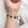 Bracelets tissés en coton pour femmes, hommes et couples, cadeaux d'amitié, bracelet en tissu avec pierres, 2750