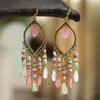 Böhmischer Modeschmuck, Vintage-Ohrringe mit Tropfenquasten und Perlen