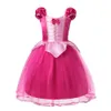 Trajes crianças Princess Party Vestuário Meninas Vestidos crianças casamento Flower Girl Prom Vestido Bela Adormecida Papéis Frocks