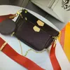 M44813 MULTI POCHETTE إكسسوارات حقائب المحافظ المرأة CROSSBODY حقيبة 3 مجموعات قطعة قماش مونو ريال حقائب جلدية سلسلة الكتف PCS