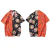 Męskie koszulki Hip Hop Streetwea Hawaiian Fire Saull Sail Harajuku Beach Shirt Summer Tops Short Sleeve2376