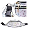 Sacs de taille holographiques pour femmes, sac banane argenté, sac de ceinture noir géométrique, pochette de poitrine Laser pour téléphone, sac de voyage de Sport