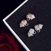 Koreanska mode söta baby elefant örhängen smycken utsökta zircon high-end örhängen s925 silver nål sexig ros guld djur örhängen