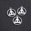 200pcs / серия Antique Silver бронза цинкового сплав йога Подвеска Подвеска металлическая для заключения ювелирных изделий DIY 20x23mm