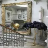 Перо страуса Торшер свадьба дорога вела стоячие украшения золото медь спальни декоры LED сторона заставок свет гостиной