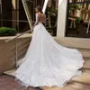 Vestido de Noiva Princesa Bröllopsklänning Långärmad Knappar upp Back Beading Pearls Appliques Lace Luxury Bridal Gown Boho