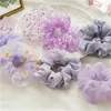 Ruoshui Mulher Roxo Impressão Floral Scrunchies Meninas Faixa de Borracha Meninas Cabelo Corda Elastic Hairband Mulheres Acessórios De Cabelo Ornamento