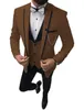 Мужские костюмы Blazers Men 3 Piece Slim Fit Consustry Business Groomsmen Серая зеленая слоновая слоновая капуста смокинга для формальной свадьбы (Blazer + брюки + жилет)