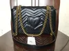 Mode Marmont sac Love heart V Wave Pattern Satchel Sac à bandoulière Chaîne Sacs à main Crossbody Purse Lady Leather Classic Style Tote Bags