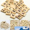 100st Pack Wooden Pussel Box Alfabet Scrabble Tiles Letters Jigsaw Puzzle Squares för hantverk Blandade svarta bokstäver Nummer Hantverk Trä