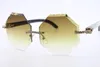 패션 유리 렌즈 4189706 원래 흰색 검은 버팔로 혼 선글라스 고품질 선글라스 큰 돌 금속 태양 안경 C DEC2123261