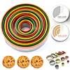 Rostfritt stål Biscuitskärningssats 12st / set Round Shape Skärmformar Mousse Cake Biscuit Donuts Cutter