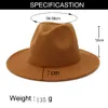 Whole Brown Red Patchwork Wool Felt Jazz Fedora Hats Women Men Double-Sided Color Matching Ladies Bowler Panama Hat329d