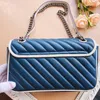 Ladies Marmont Shoulder Bags Style Blue Real Leather Bags Women Crossbody Handbag Chain Wallet Bolsas De Diseño De Lujo De La Marca