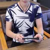 Summer Handsome 2021 Korean Men Leisure Ice Silk Fabric T Shirt Custom Trend Tattoo Short Sleeve Clothing1