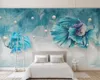 Wallpaper animale 3D sfondo moderno 3D Linee astratte blu scuro Dark Gioielli Guppy Wall Wall HD Murale 3D sfondo murale