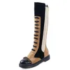 Femmes S Lewilly Snake Match Knee High Winter High Heel Chaussures Retro Knight Boots Boots de racine de talon