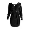 2020 Autumn Batwing Full Sleeve Off Shoulder V-neck Beading Sashes Knitted Mini Sexy Midi Dress Plus Size 6 Colors Lady Dresses