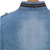 Ryssland Spring Autumn New Noble Stars Lady Streetwear Denim Jackets Blue Patchwork Pockets Button High Quality Cotton Turtleneck8928443