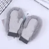 5本の指の手袋女性冬の贅沢リアルフォックスファーグローブウールキンティングミッティングガールスキーウォームファーミッツロシアのレディリストグロフ3947874