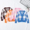 Baby Boy Girl Coat Toddler Clothes Grid Knit Cardigan Kids Cotton Jackets Coat