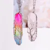 Collier arbre de vie collier en cristal naturel Quartz point de guérison Chakra perle collier de pierres précieuses pendentif style pierre pendentif colliers