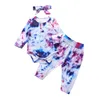 Autumn New Baby Tie-dye Clothing Sets Long Sleeve Romper + Trouser + Headbands 3Pcs/sets Fashion Infants Boy Girls Gradient Outfits BY1579
