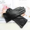 Bickmods New Women039s Leather Gloves Autumn And Winter Warm Velvet Lining Straight Style Black Sheepskin Gloves1563983