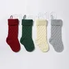 Accueil Sacs de Noël Chaussettes tricotées Rouge Vert Blanc Gris Bas à Tricoter Arbre de Noël Suspendu Cadeau Chaussette Fête de Noël Bonbons Bas