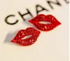 Sexy Red Lip Diamond Stud Pendientes Vintage Fill Rhinestone Big Stud Pendiente Mujer Chica Moda Fiesta de noche Joyería Regalo de San Valentín Envío de DHL