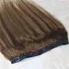 Estensioni di capelli veri di un pezzo Clip in Balayage di capelli umani Colore di evidenziazione # 4 Chololates Brown To # 27 Trama di capelli biondo miele