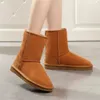 Factory HOT 2022 Classic Women Snow Boots شعبية جلد طبيعي موضة حقيبة الغبار شهادة US4 - US12