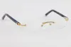 人気の新しいリムレスブループランク眼鏡フレームCデコレーション18kゴールドフレームグラスメンアイウェアファッションアクセサリー6829290