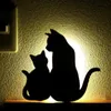Chat applique Mini dessin animé Animal chat chien Silhouette LED enfants chambre décor voix + capteur de lumière veilleuses d'urgence