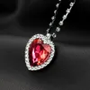 Hot Selling Titanic Necklace The Heart Of The Ocean Diamond Necklace Crystal chain luxurious heart Pendant Necklaces for Women