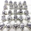 Bulk lots 100pcs Men Skull Rings 2020 New Gothic Biker Punk Cool Rings Wholesale Fashion Jewelry Lot