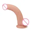 Sliding-Hud Dual Layer Stor realistisk Dildo med sugkopp Flesh Dildos för Kvinnor Lesbisk Onani Analsexleksaker T200819