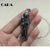 CARA0009 CARA new Gothic Jewelry Retro Punk Skeleton Charm Pendant Stainless Steel The Death Grim Reaper Necklace For Men hiphop N4594979