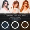 Fotografia LED Selfie Ring Lights Lampada da 10 pollici 26 cm Lampada per fotocamera Anello per telefono Flash notturno con supporto da 160 cm Treppiede Monopiedi per trucco Video dal vivo